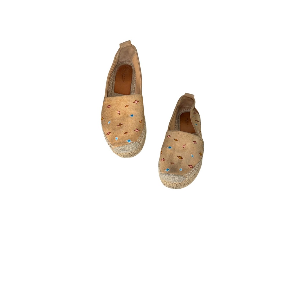 Rag & Bone Tan Suede Embroidered Espadrille Flats Shoes 38.5 Made in Spain